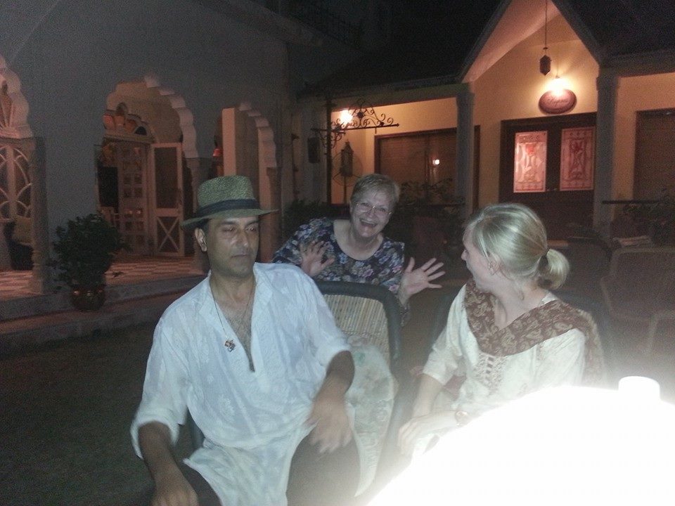 The group at the Jaipur palace hotel pool party — unexpected doesn't cover it