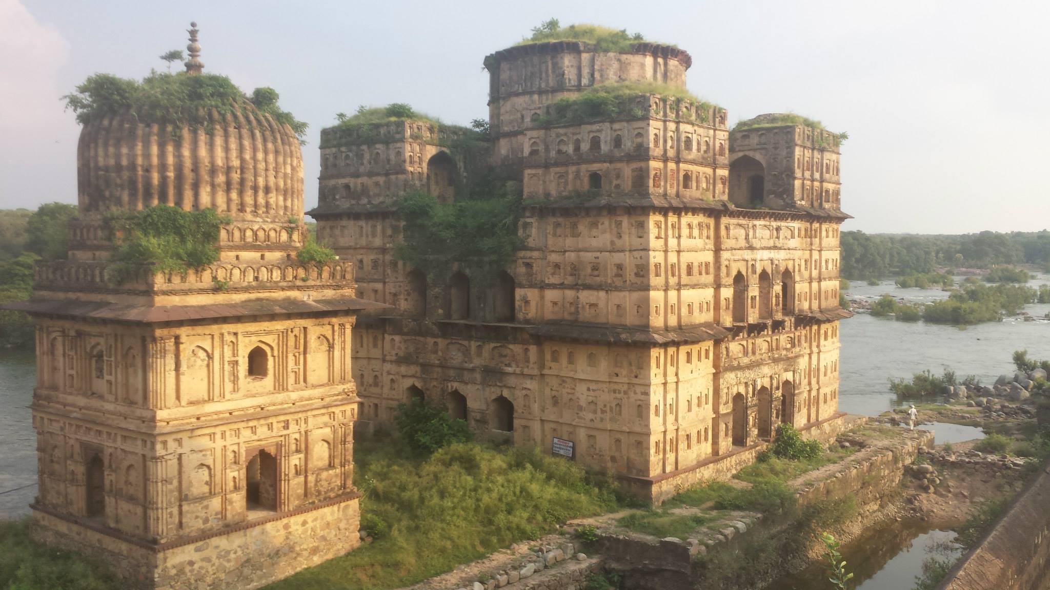 The temples of Orchha — rising in narrow spires above the Betwa River